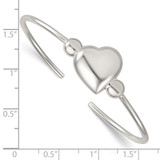 Sterling Silver Polished and Beaded Domed Heart Cuff Bangle