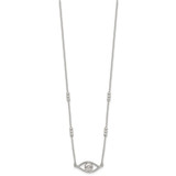 Sterling Silver Polished and Beaded Evil Eye 16.5 inch with 1 inch Extension Necklace