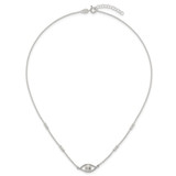 Sterling Silver Polished and Beaded Evil Eye 16.5 inch with 1 inch Extension Necklace