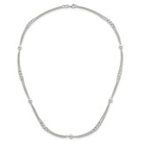 Sterling Silver Polished and Beaded Fancy Double-Strand Link 17.5 inch Necklace