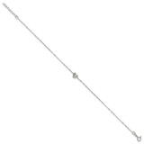 Sterling Silver Polished and Beaded Heart 9 inch with 1 inch Extension Anklet
