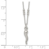 Sterling Silver Polished and Beaded Italian Horn 18 Inch Necklace