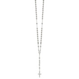 Sterling Silver Polished and Beaded Rosary 24 inch Necklace - QH-3D8152F8-7691