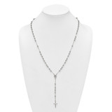 Sterling Silver Polished and Beaded Rosary 24 inch Necklace - QH-3D8152F8-7691
