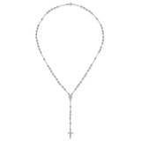 Sterling Silver Polished and Beaded Rosary 24 inch Necklace - QH-3D8152F8-7691
