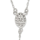 Sterling Silver Polished and Beaded Rosary 24 inch Necklace - QH-3D8152F8-7691