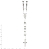 Sterling Silver Polished and Beaded Rosary 24 inch Necklace - QH-3D8152F8-7691