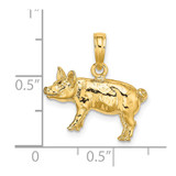 14K 3-D Textured Farm Pig Charm