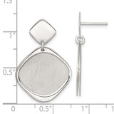 Sterling Silver Polished and Brushed Square Dangle Post Earrings