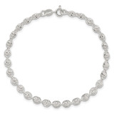 Sterling Silver Polished and Diamond Cut Beaded Bracelet