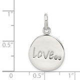 Sterling Silver Polished and Diamond-cut LOVE CZ Charm