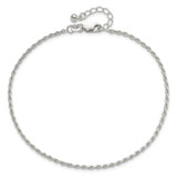 Sterling Silver Polished and Diamond-Cut Rope 10in Plus 1in ext. Anklet