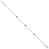 Sterling Silver Polished and Glass Evil Eye 9 inch with 1 inch Extension Anklet