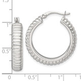 Sterling Silver Polished and Grooved 26x6mm Round Hollow Hoop Earrings