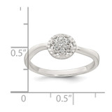 Sterling Silver Polished and Grooved White CZ Flower with Wavy Shank Size 6 Ring