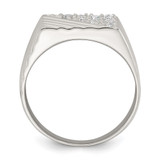 Sterling Silver Polished and Grooved White CZ Size 10 Mens Ring