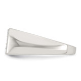 Sterling Silver Polished and Grooved White CZ Size 10 Mens Ring