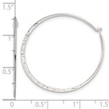 Sterling Silver Polished and Hammered Large Round Hoop Earrings