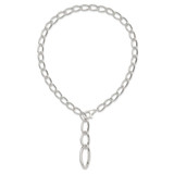 Sterling Silver Polished and Hollow Fancy Link Drop Necklace