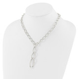 Sterling Silver Polished and Hollow Fancy Link Drop Necklace