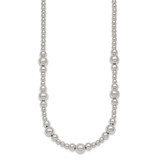 Sterling Silver Polished and Multi-Size Beads 17 Inch Necklace