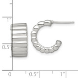 Sterling Silver Polished and Ridged 8.0mm Post C-Hoop Earrings