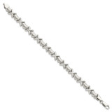 Sterling Silver Polished and Satin X and Hearts Bracelet - QG-0FAABA84-9387