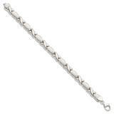 Sterling Silver Polished and Satin X and O Bracelet - QG-8370805D-1886