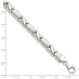 Sterling Silver Polished and Satin X and O Bracelet - QG-8370805D-1886