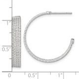 Sterling Silver Polished and Textured 25x4.5mm Post C-Hoop Earrings
