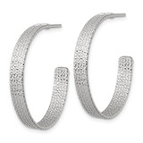 Sterling Silver Polished and Textured 30x4.5mm Post C-Hoop Earrings