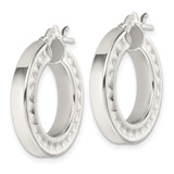 Sterling Silver Polished and Textured 4.00 x 23mm Hoop Earrings