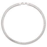 Sterling Silver Polished and Textured 8mm Flat Herringbone 18in Necklace