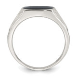 Sterling Silver Polished and Textured Black Enameled Size 10 Mens Signet Ring