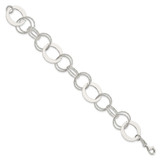 Sterling Silver Polished and Textured Circle Link Bracelet