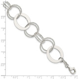 Sterling Silver Polished and Textured Circle Link Bracelet