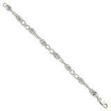 Sterling Silver Polished and Textured Fancy Bracelet - QG-94DB1E1A-7046