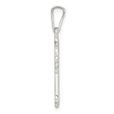 Sterling Silver Polished and Textured Fleur de Lis Cross Pendant