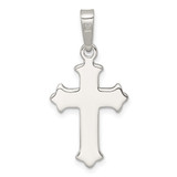 Sterling Silver Polished and Textured Fleur de Lis Cross Pendant