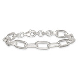 Sterling Silver Polished and Textured Oval Link 7 inch with 0.5 inch Extender Bracelet