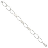 Sterling Silver Polished and Textured Oval Link Bracelet - QG-800A1327-8370