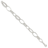 Sterling Silver Polished and Textured Oval Link Bracelet - QG-FF6879A6-5818