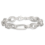Sterling Silver Polished and Textured Triple Link and Twisted Link 8 inch Bracelet
