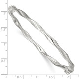 Sterling Silver Polished and Textured Twisted 4.00mm Hinged Bangle