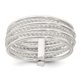 Sterling Silver Polished and Textured Twisted Multi-Band Size 6 Ring
