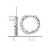 Sterling Silver Polished and Twisted 2.2mm x 12mm CZ Hinged Round Hoop Earrings