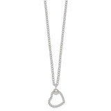Sterling Silver Polished and Twisted Heart 18 Inch Cable Chain Necklace