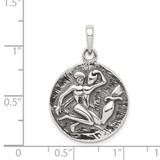 Sterling Silver Polished Antique Finish Aquarius Horoscope Zodiac Pendant