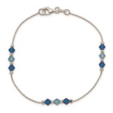 Sterling Silver Polished Aquamarine Capri Blue Glass Bead Bracelet