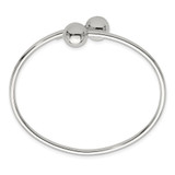 Sterling Silver Polished Ball Ends Flexible Cuff Bangle